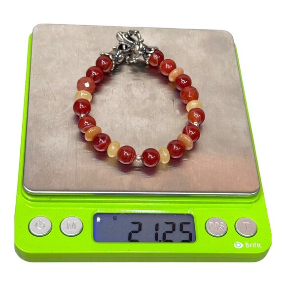 Carolyn Pollack Red Coral Gemstone Sterling Silver Bracelet 8" Southwest Style - Picture 7 of 7